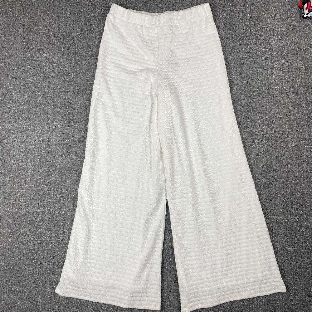 Lulus Pants Womens Size L Flowy White Blissful Beginnings Wide Leg Minimal Baggy